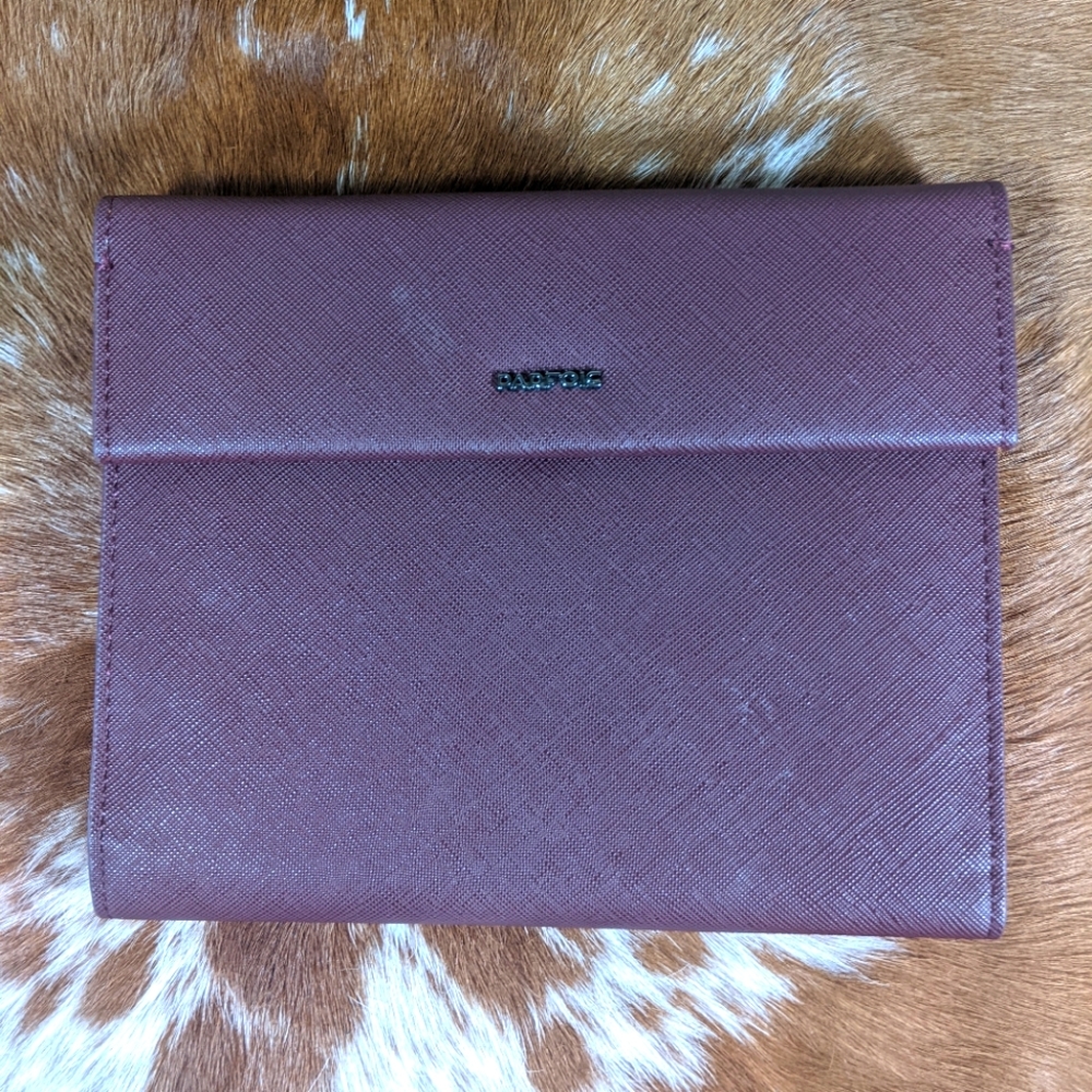 Parfois Saffiano Leather Tablet Holder Notebook Agenda Dark Purple